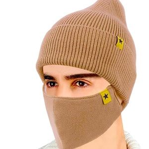 Matching Knit Face Mask Pom Beani…